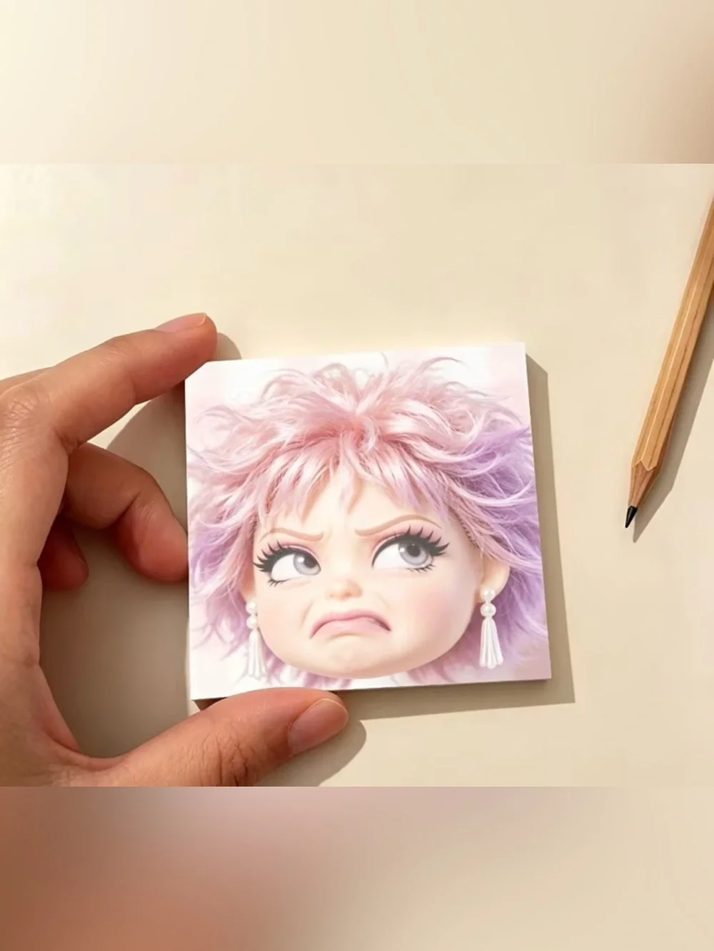 Funny Doll Face Sticky Note Pad 50 Sheets
